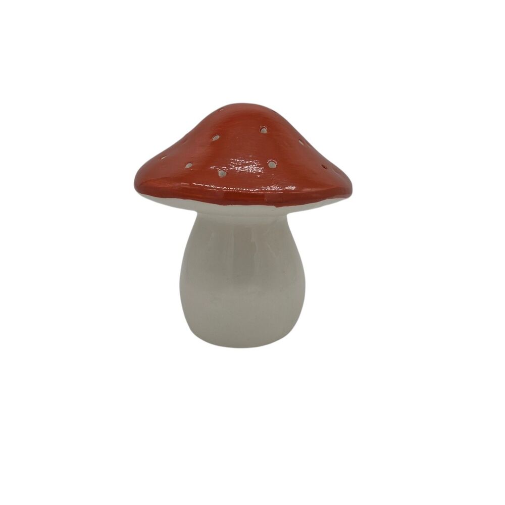 Orange Mushroom Ceramic Table Lamp LED Night Light Battery Operated Retro Fairy